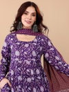 Purple Colour Rayon Printed Kurti With Pant Dupatta Wholesalers In Delhi Aaradhna 2055